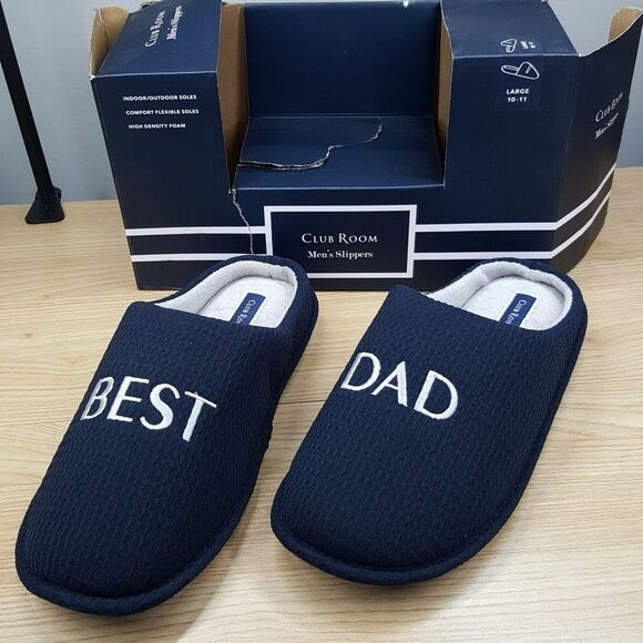 CLUB ROOM Slide Slippers Mens Size 10 11 Blue Comfort Flexible Slip On BEST DAD - Picture 1 of 5